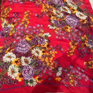 STUNNING Vintage RED Floral Silk Scarf